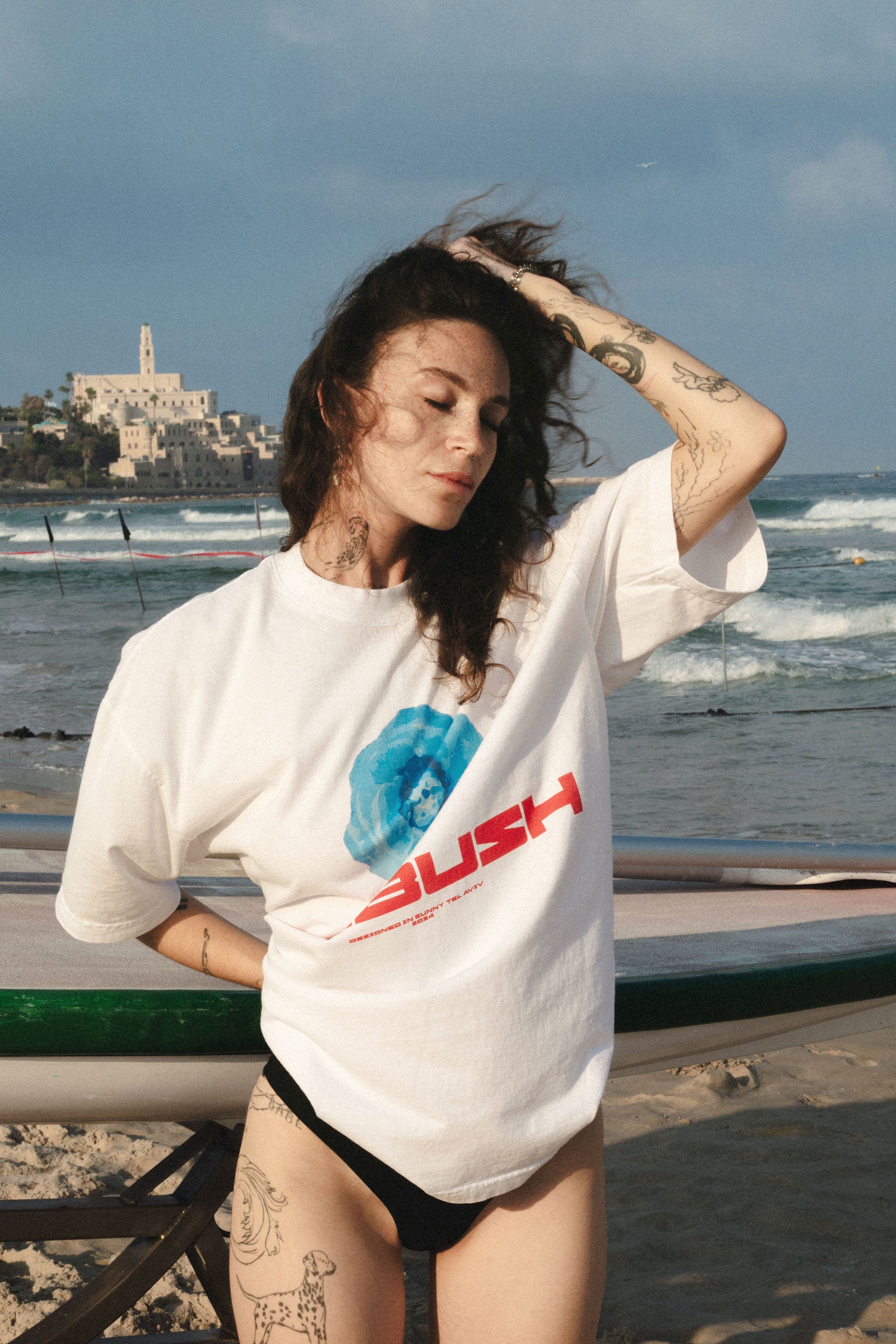 DABUSH T-SHIRTS. 100% Cotton, oversized tee with Back and front print. Made in Tel aviv. Shop and view the latest Drops from the official DABUSH website. Worldwide Shipping. DABUSH is a publishing house, design studio and a brand based in Tel Aviv, Israel.