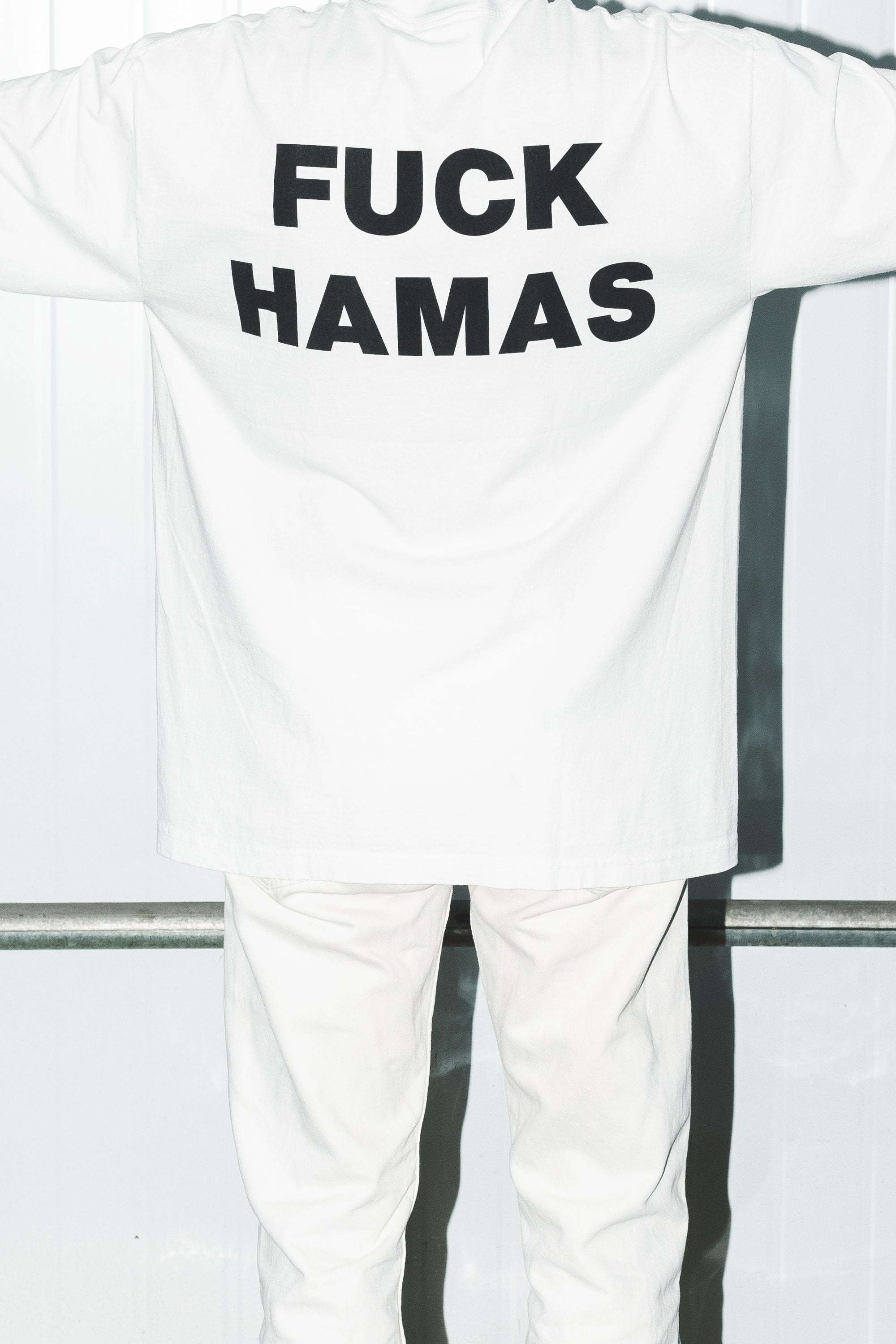 FUCK HAMAS T SHIRT BY DABUSH. DABUSH T-SHIRTS. 100% Cotton, oversized tee with Back and front print. Made in Tel aviv. Shop and view the latest Drops from the official DABUSH website. Worldwide Shipping. DABUSH is a publishing house, design studio and a brand based in Tel Aviv, Israel.