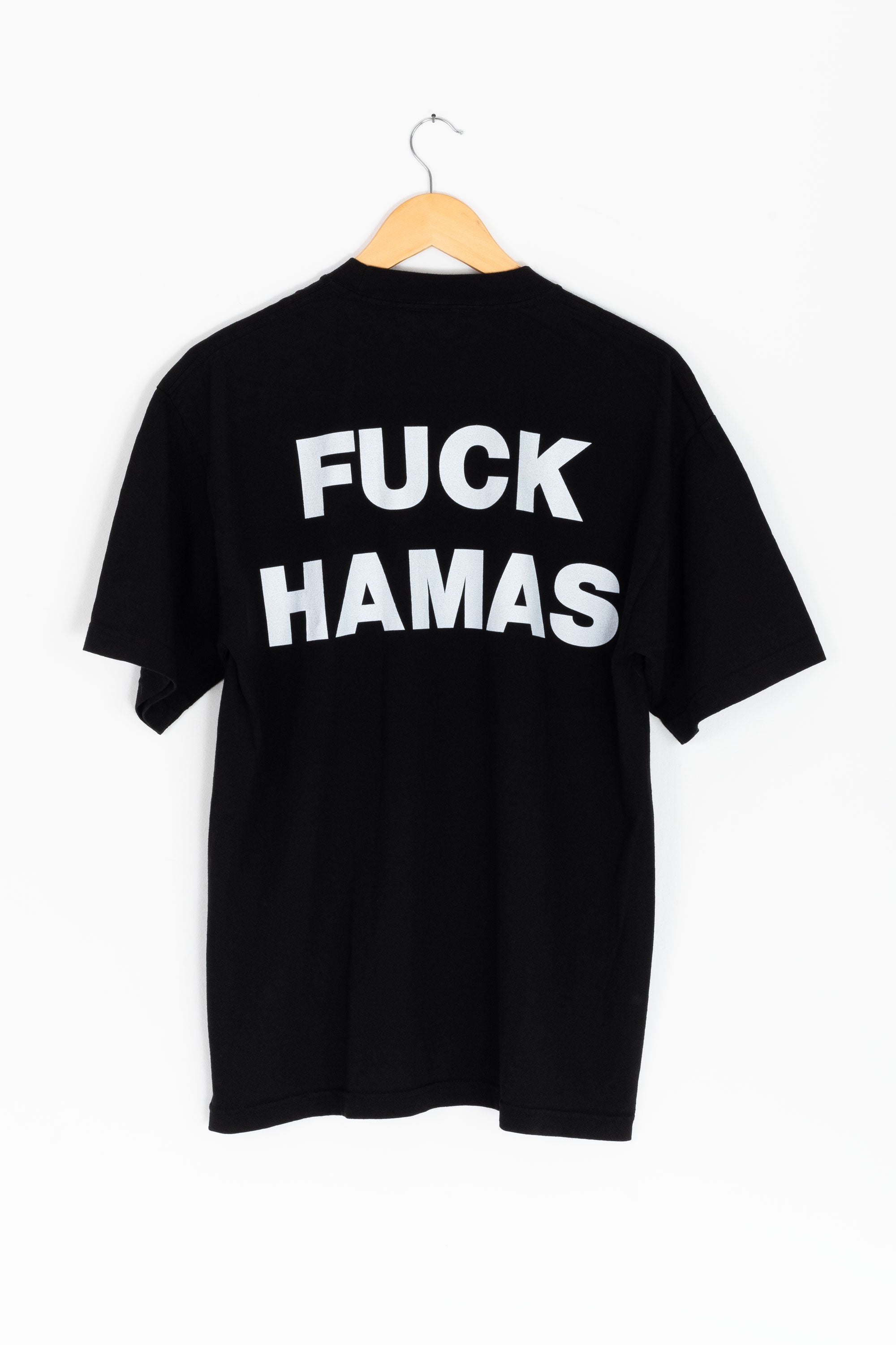 FUCK HAMAS T SHIRT BY DABUSH. DABUSH T-SHIRTS. 100% Cotton, oversized tee with Back and front print. Made in Tel aviv. Shop and view the latest Drops from the official DABUSH website. Worldwide Shipping. DABUSH is a publishing house, design studio and a brand based in Tel Aviv, Israel.