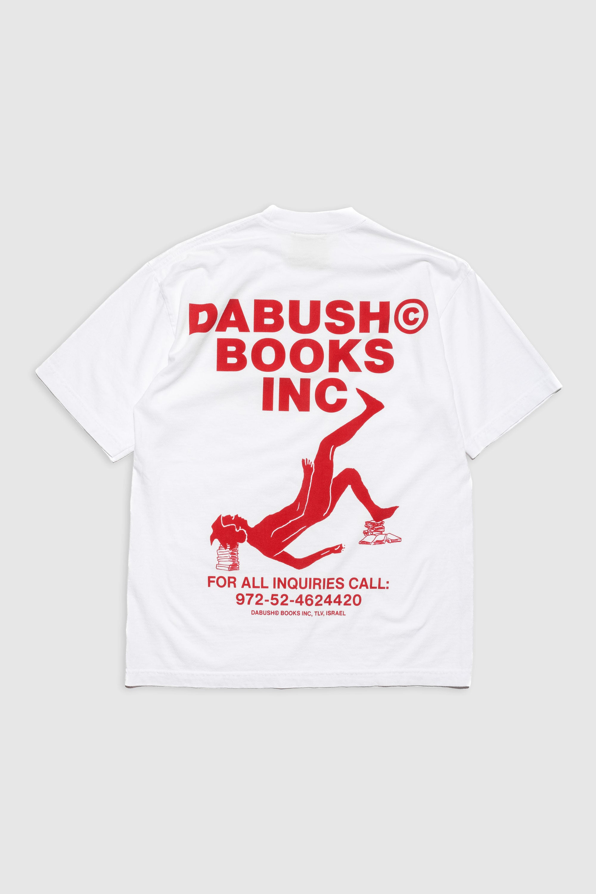 DABUSH BOOKS T-SHIRT. 100% Cotton, oversized tee with Back and front print. Made in Tel aviv. Shop and view the latest Drops from the official DABUSH website. Worldwide Shipping. DABUSH is a publishing house, design studio and a brand based in Tel Aviv, Israel.