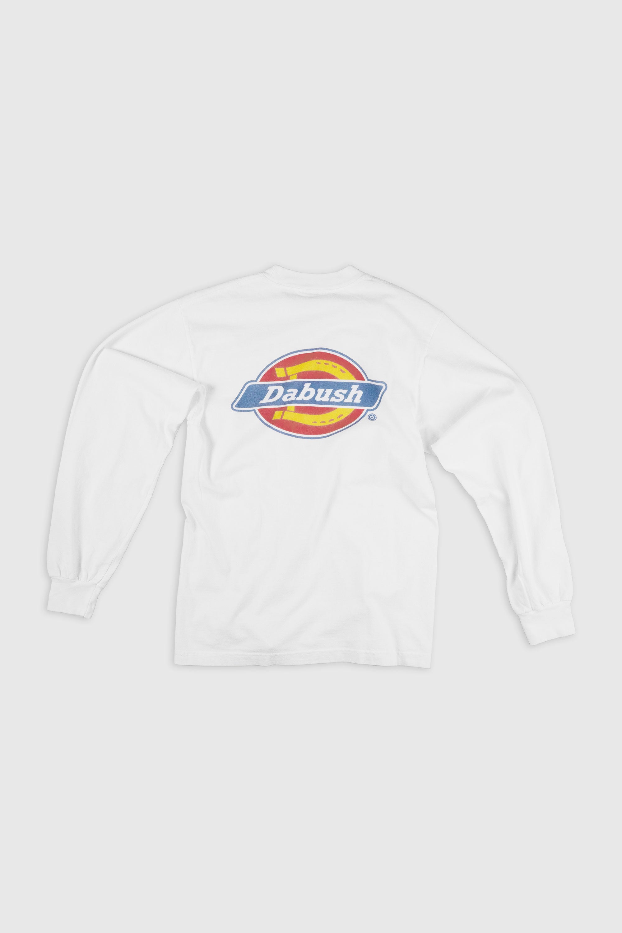 DABUSH LONG SLEEVE T-SHIRT. 100% Cotton, oversized long sleeves tee with front and back print. Made in Tel aviv. Shop and view the latest Drops from the official DABUSH website. Worldwide Shipping.
