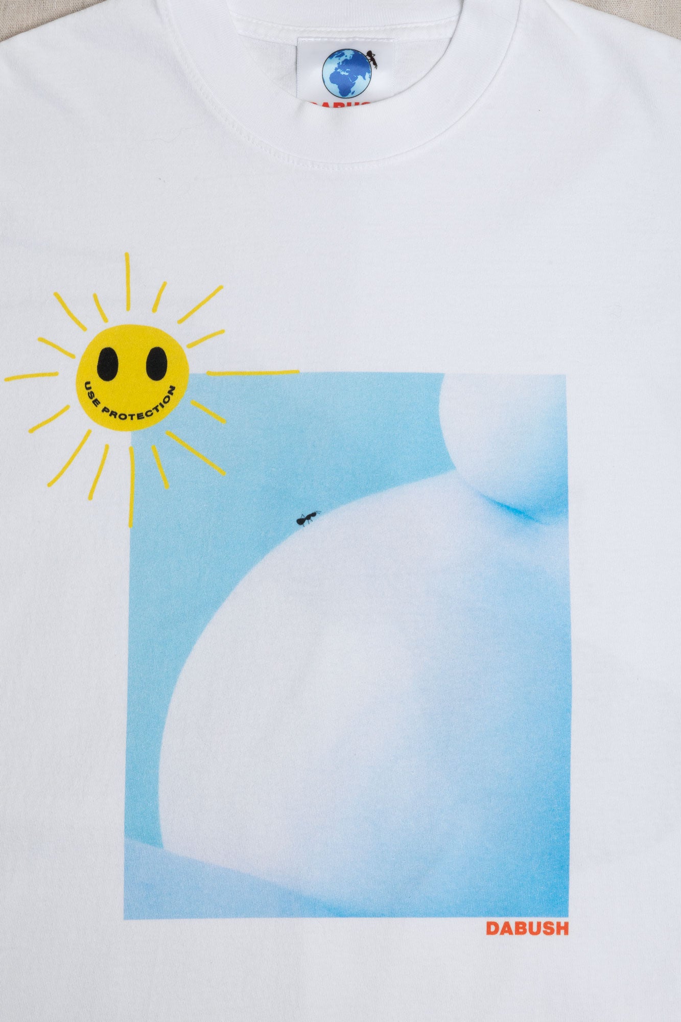 DABUSH PROTECTION T-SHIRT. 100% Cotton, oversized tee with Back and front print. Made in Tel aviv. Shop and view the latest Drops from the official DABUSH website. Worldwide Shipping. DABUSH is a publishing house, design studio and a brand based in Tel Aviv, Israel.