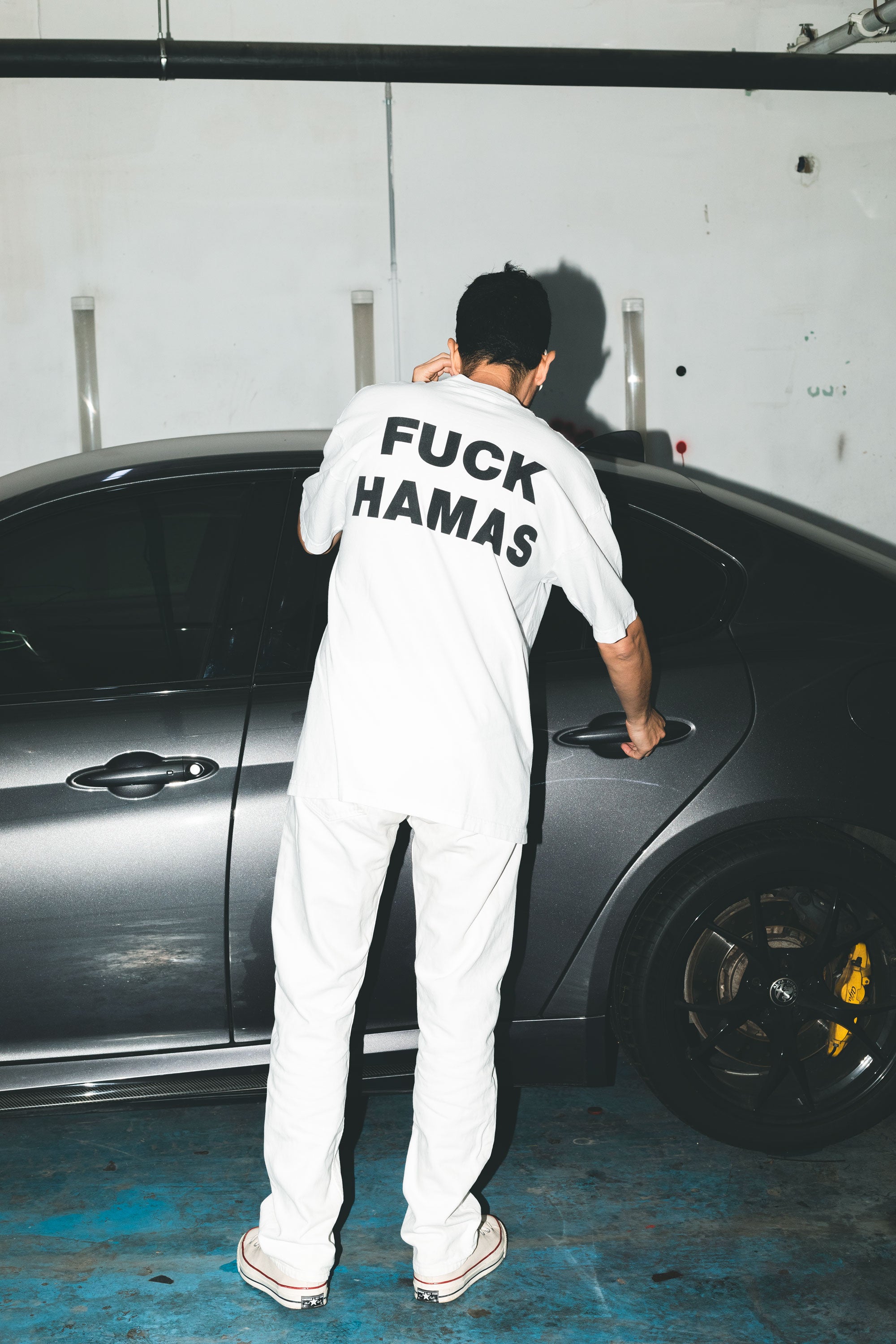 FUCK HAMAS T SHIRT BY DABUSH. DABUSH T-SHIRTS. 100% Cotton, oversized tee with Back and front print. Made in Tel aviv. Shop and view the latest Drops from the official DABUSH website. Worldwide Shipping. DABUSH is a publishing house, design studio and a brand based in Tel Aviv, Israel.