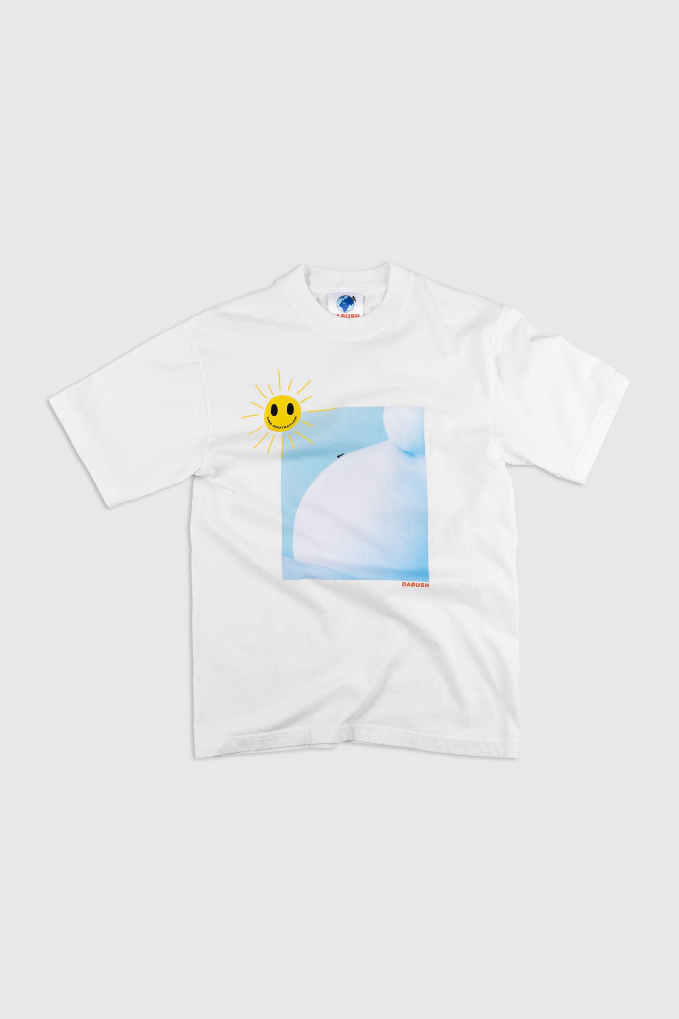 DABUSH PROTECTION T-SHIRT. 100% Cotton, oversized tee with  Back and front print. Made in Tel aviv. Shop and view the latest Drops from the official DABUSH website. Worldwide Shipping. DABUSH is a publishing house, design studio and a brand based in Tel Aviv, Israel.