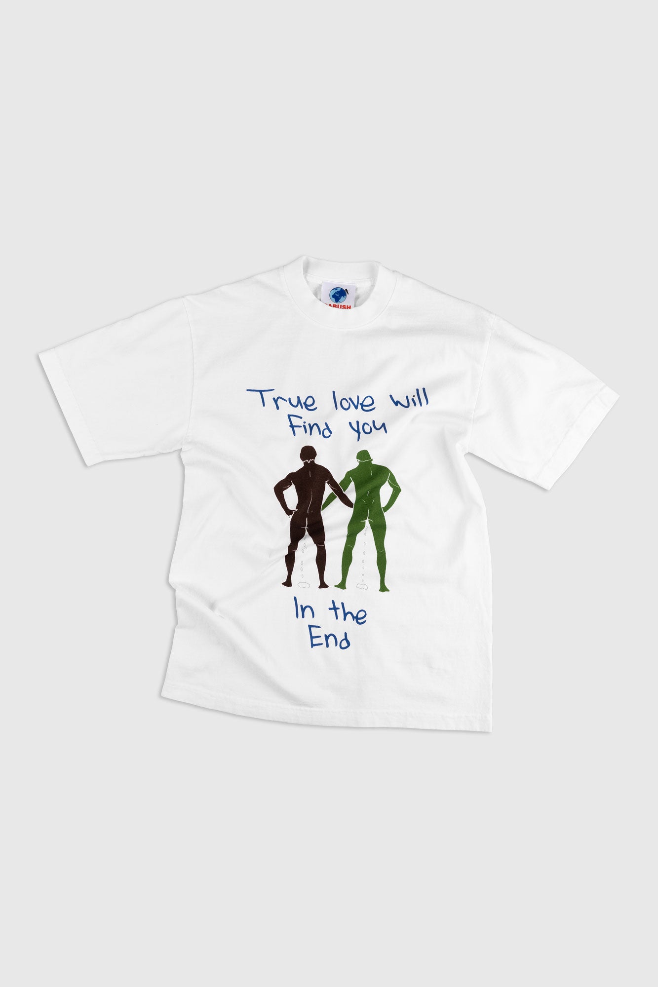 DABUSH TRUE LOVE WILL FIND YOU IN THE END T-SHIRT, DANIEL JOHNSTON. 100% Cotton, oversized tee with huge front print. Made in Tel aviv. Shop and view the latest Drops from the official DABUSH website. Worldwide Shipping. 